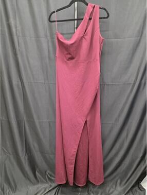 WOOSEA Bodycon One Shoulder Split Long Cocktail Party Dress Burgundy XXL